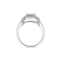 Bague de fiançailles en argent sterling avec diamants 0,02 ct PT