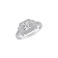 Bague de fiançailles en argent sterling avec diamants 0,02 ct PT