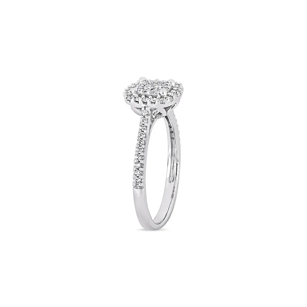 10k White Gold 0.5 CT. T.W. Diamond Halo Engagement Ring