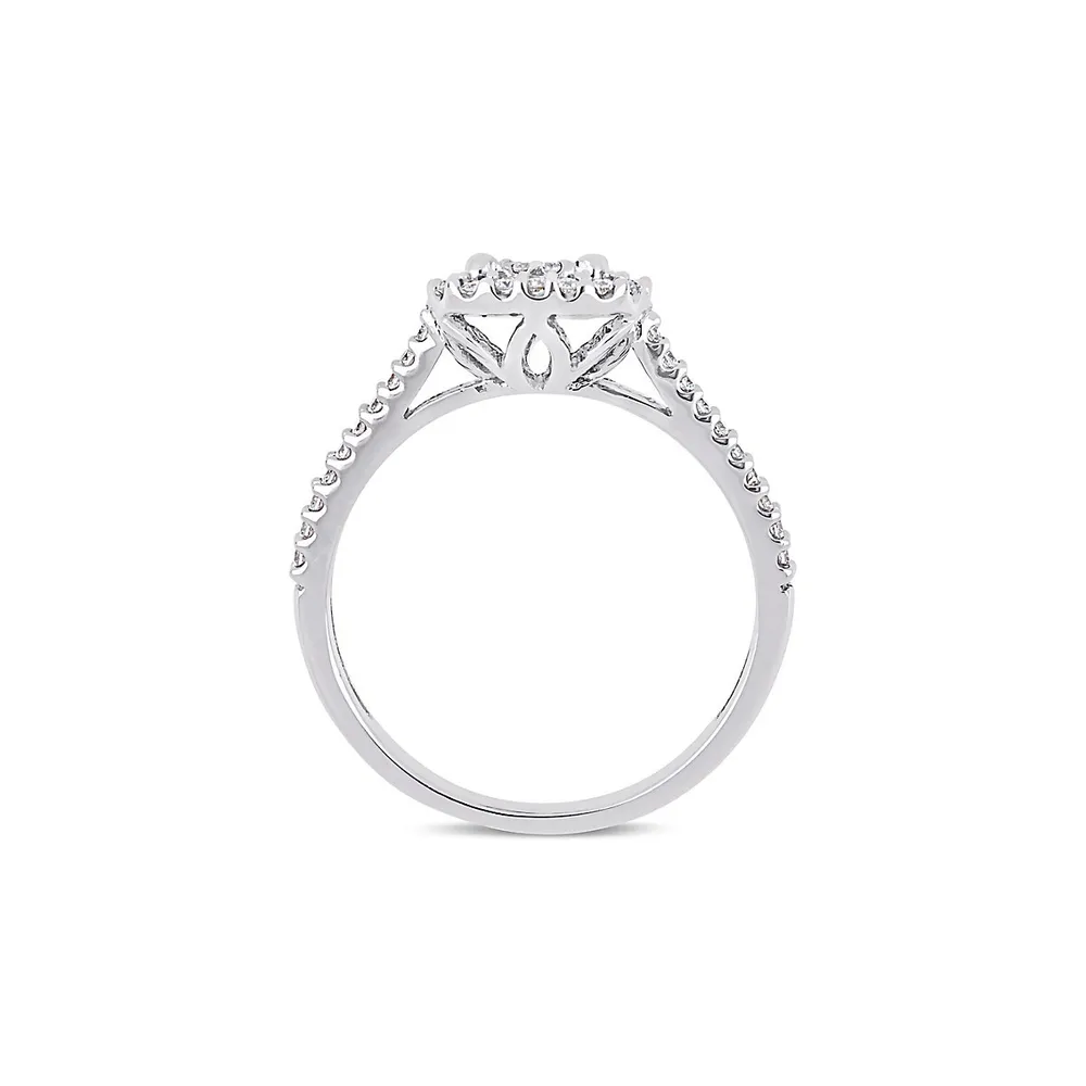 10k White Gold 0.5 CT. T.W. Diamond Halo Engagement Ring