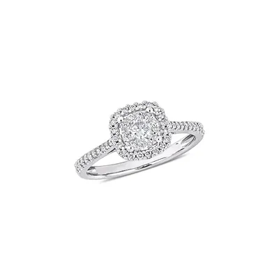 10k White Gold 0.5 CT. T.W. Diamond Halo Engagement Ring