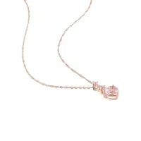 14K Rose Gold, Morganite & 0.01 CT. T.W. Diamond Tiered Pendant Necklace