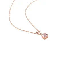 10K Rose Gold, Morganite & Diamond Pendant Necklace