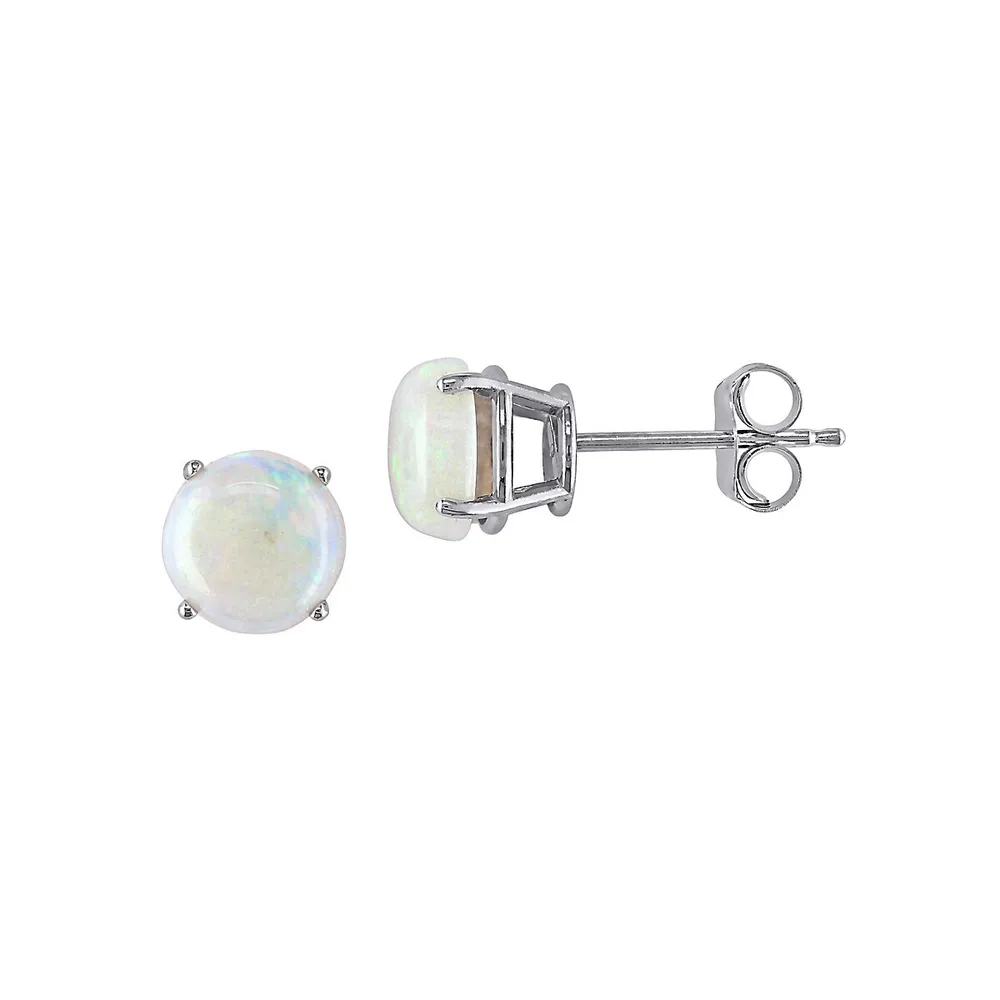 10K White Gold & Opal Stud Earrings