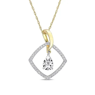 10K White and Yellow Gold Pendant Necklace with 0.25 CT. T.W. Diamonds
