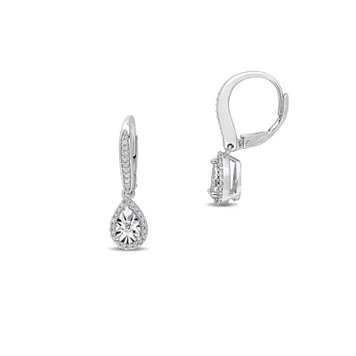 Sterling Silver and 0.33 CT. T.W. Diamond Halo Earrings