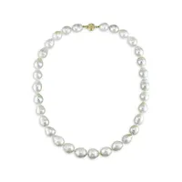 14K Yellow Gold & 10-12MM White Pearl Strand Necklace