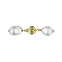 14K Yellow Gold & 10-12MM White Pearl Strand Necklace