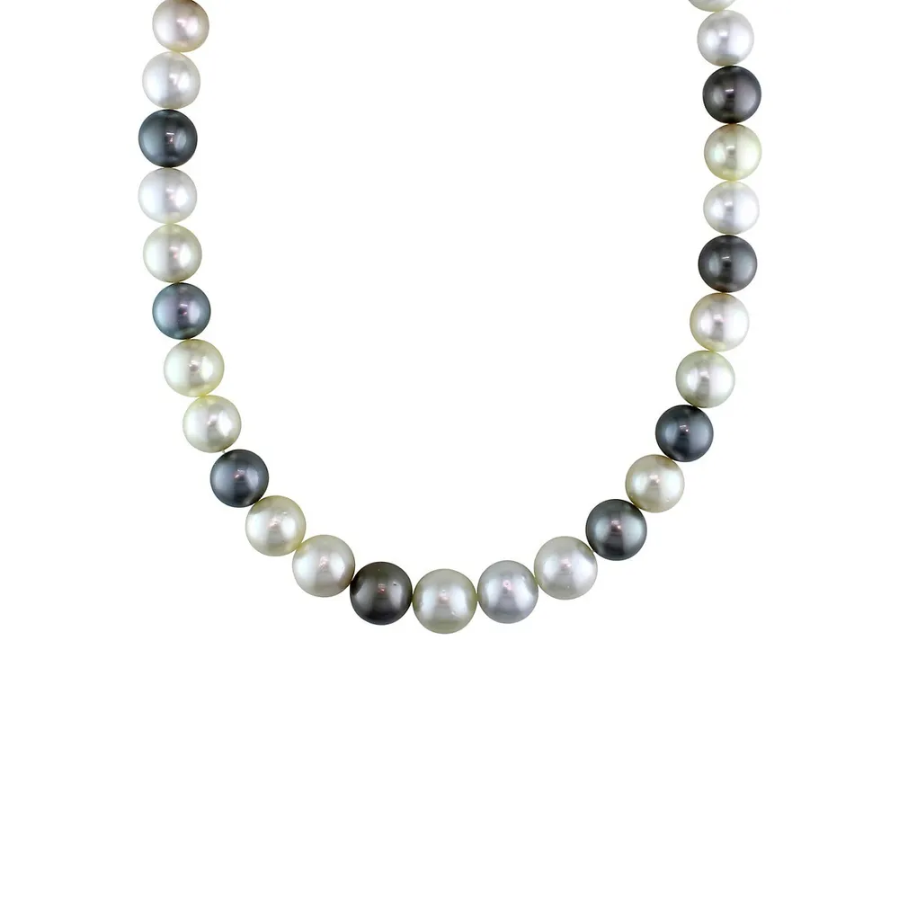 Concerto 14K Yellow Gold, 9-11MM South Sea Pearl & Tahitian Cultured Pearl  Strand Necklace