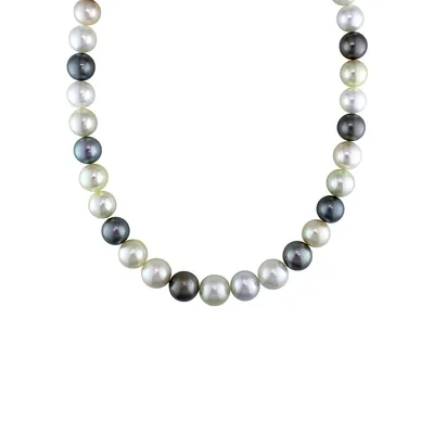 14K Yellow Gold, 9-11MM South Sea Pearl & Tahitian Cultured Pearl Strand Necklace