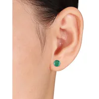 10K Yellow Gold & Emerald Stud Earrings