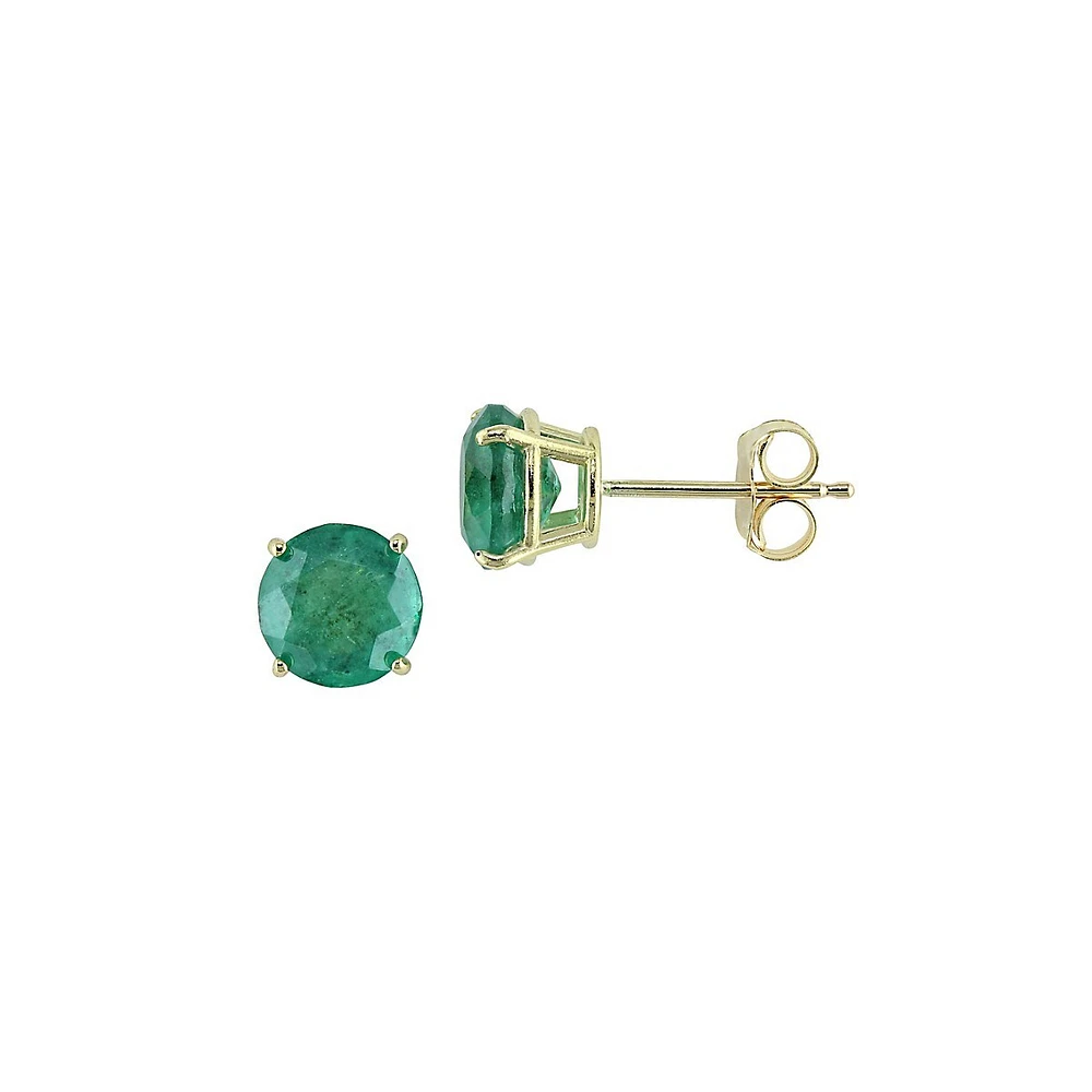 10K Yellow Gold & Emerald Stud Earrings