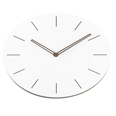 12-inch Frameless Round Wall Clock, Non-ticking, White