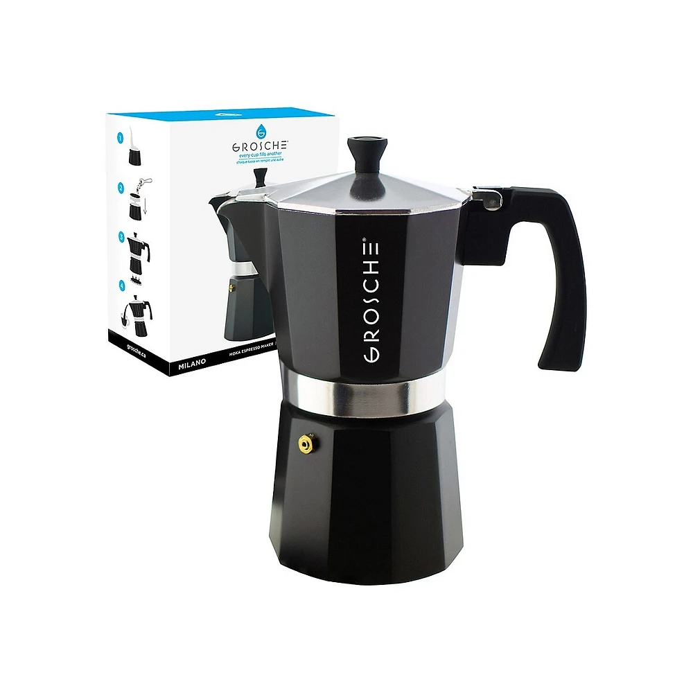 GROSCHE Milano Stovetop Espresso Maker Moka Pot 9 Cup- 15.2 oz