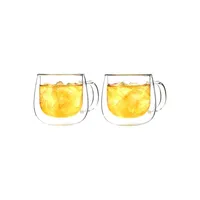Fresno Double Walled Glass Cup with Handle 2-Piece Set