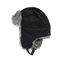 Faux Fur-Trim Trapper Hat