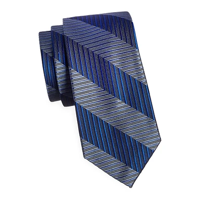 Large Herringbone Striped Silk Tie