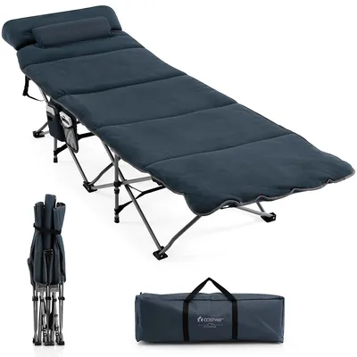 Folding Retractable Travel Camping Cot W/removable Mattress & Carry Bag