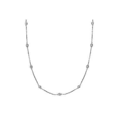 Diamond Station Necklace Bezel-set 14k White Gold ( Ctw