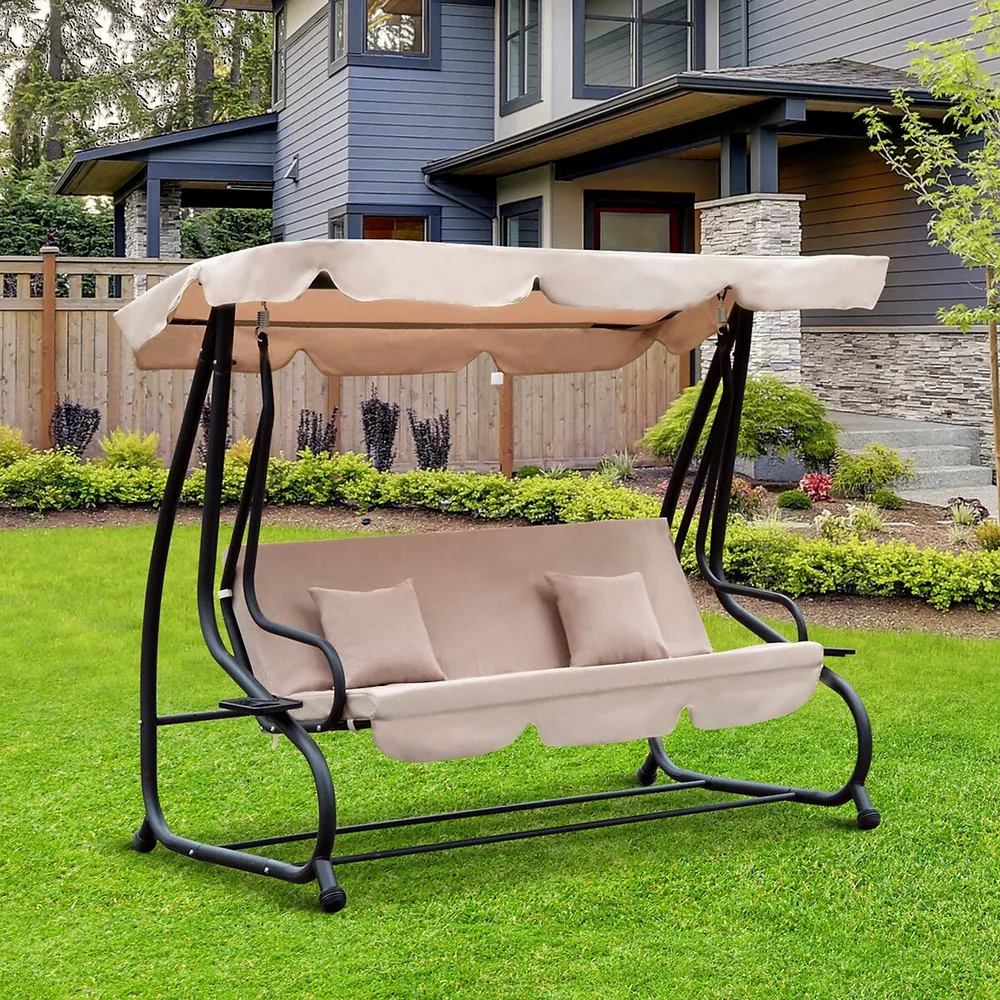 3-seat Outdoor Patio Swing Canopy Chair