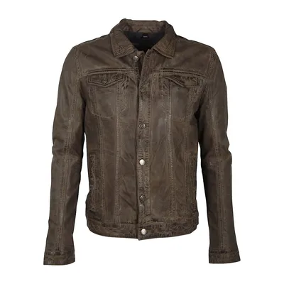 Geoff Denim-Look Leather Jacket