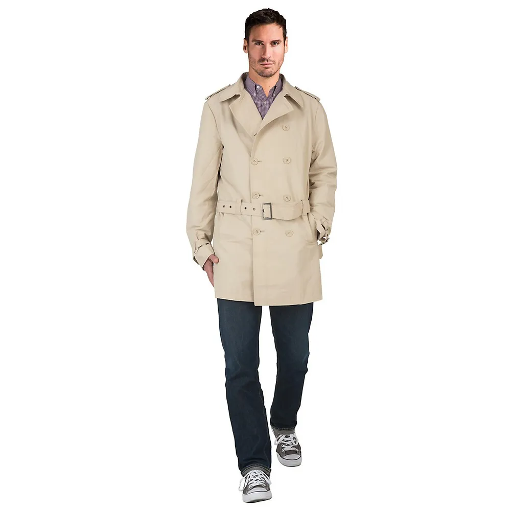 Men's Double Breasted Belted Trench Coat