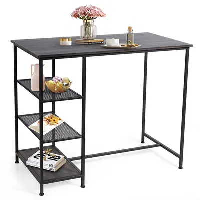 Bar Pub Table Industrial Counter Dining Table With Metal Frame