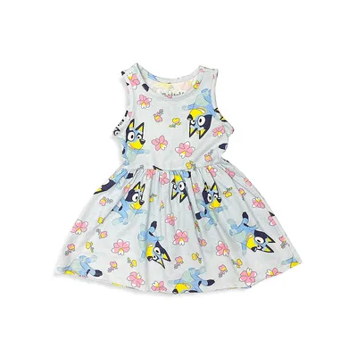 Little Girl's Flowers Jersey Dress