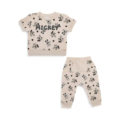 Baby's 2-Piece Fleece Mickey Sweatshirt & Joggers Set