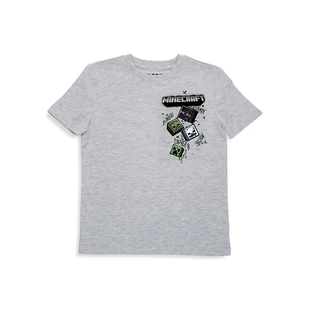 Boy's Minecraft Graffiti Heads Graphic T-Shirt