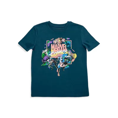 T-shirt graphique à logo éclatant Marvel pour garçon