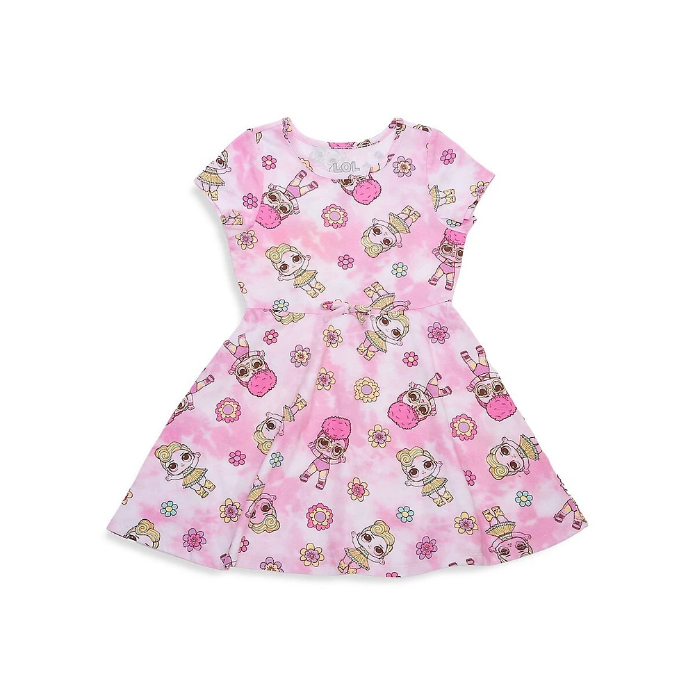 Robe en jersey à imprimé de poupées et fleurs LOL Surprise pour fille