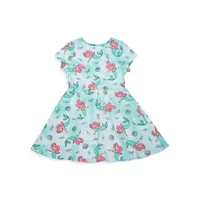 Girl's Disney Ariel Swirls Jersey Fit-and-Flare Dress