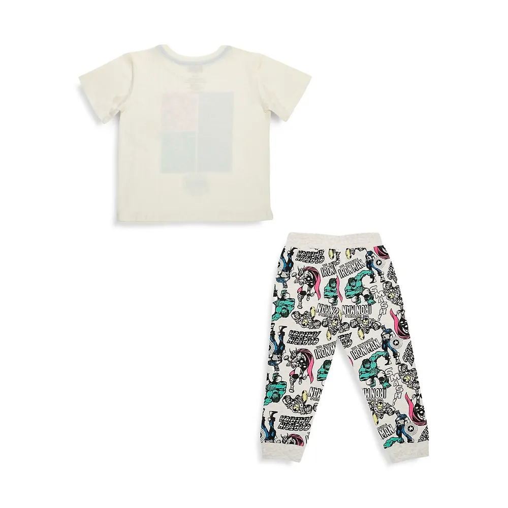 Little Boy's Marvel Avengers 2-Piece Comic T-Shirt and Joggers Set