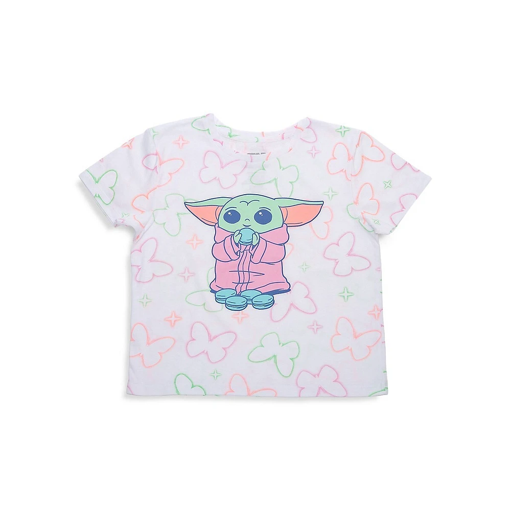 T-shirt imprimé bébé Yoda et ses collations de Star Wars pour fille