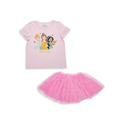 Ensemble t-shirt et jupe Disney Be True To You pour petite fille, 2 pièces
