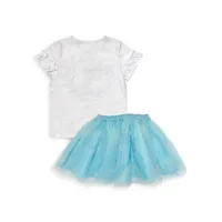 Little Girl's Disney Ariel 2-Piece Bubbles T-Shirt and Skirt Set