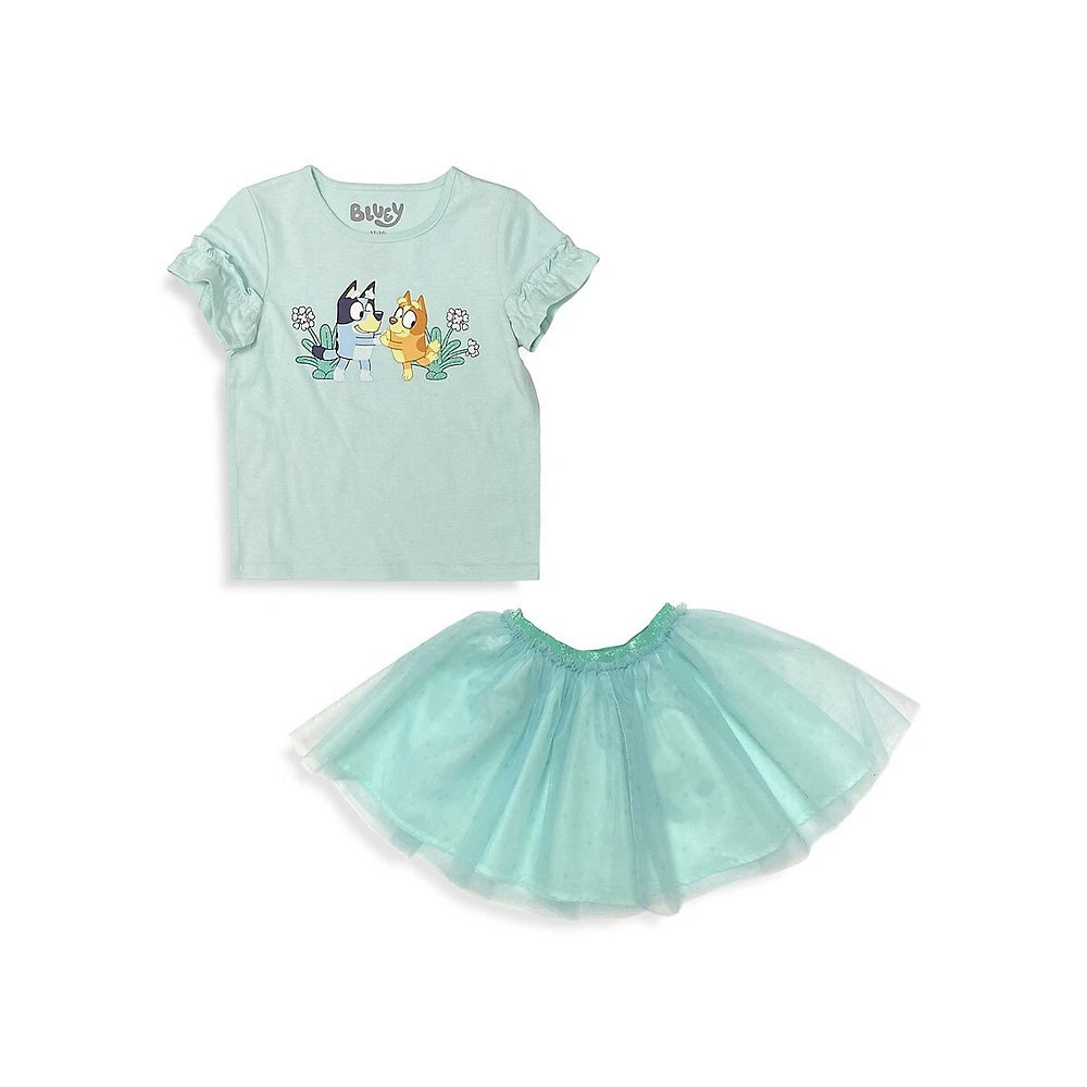 Little Girl's 2-Piece Sweet Moments Top & Tulle Skirt Set