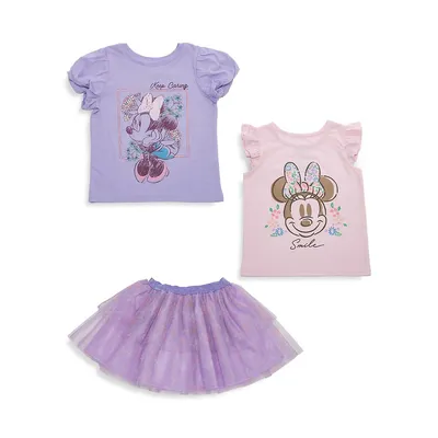 Little Girl's Disney Floral Minnie 3-Piece Set