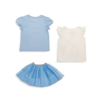 Little Girl's Disney Elsa Sister Love 3-Piece T-Shirt and Skirt Set