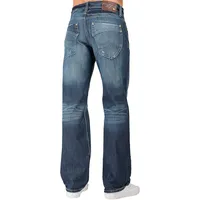 Men's Relaxed Straight Premium Denim Jeans Faded Indigo Wash Signature 5 Pocket