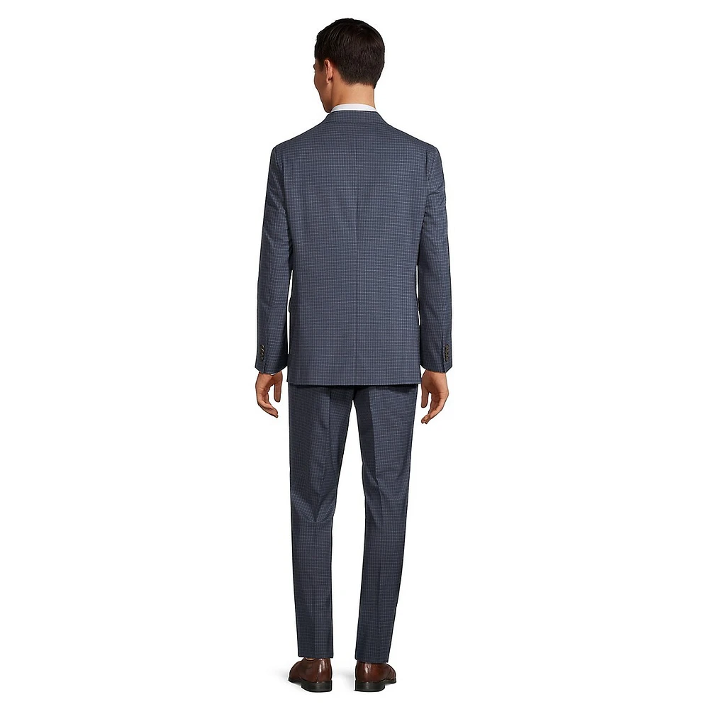 Jake Modern-Fit Mini-Check Super 100s Natural Stretch Wool Suit