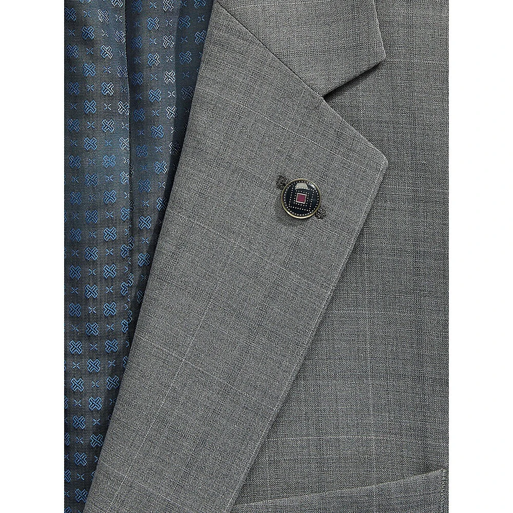 Jake Modern-Fit Super 100's Windowpane Check Wool Suit