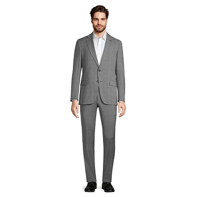 Jake Modern-Fit Super 100's Windowpane Check Wool Suit