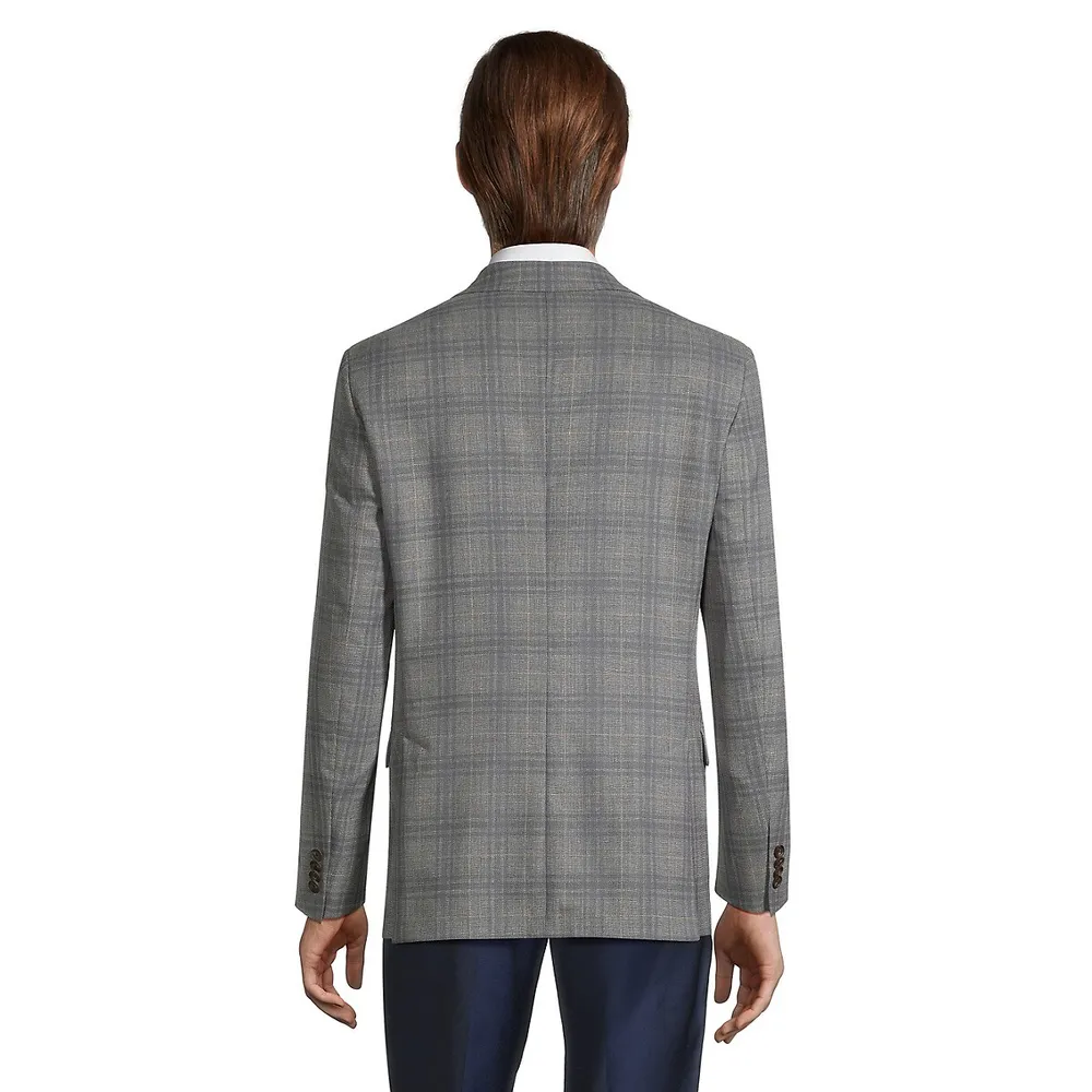 Regular-Fit Plaid Wool Blazer