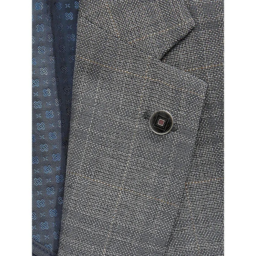 Regular-Fit Plaid Wool Blazer