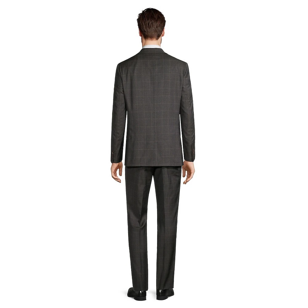 Jake Modern-Fit Super 100s Windowpane Check Wool Suit