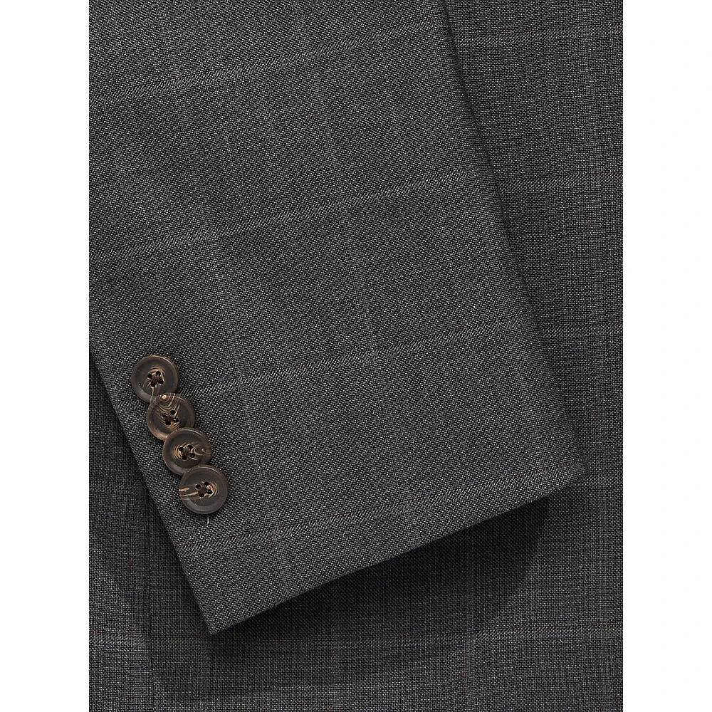 Jake Modern-Fit Super 100s Windowpane Check Wool Suit