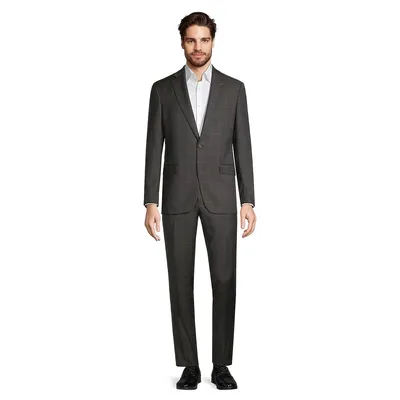 Jake Modern-Fit Super 100s Windowpane Check Wool Suit