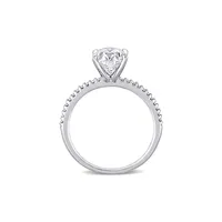 14K White Gold Oval-Cut Created Moissanite and 0.1 CT. T.W. Diamond Engagement Ring